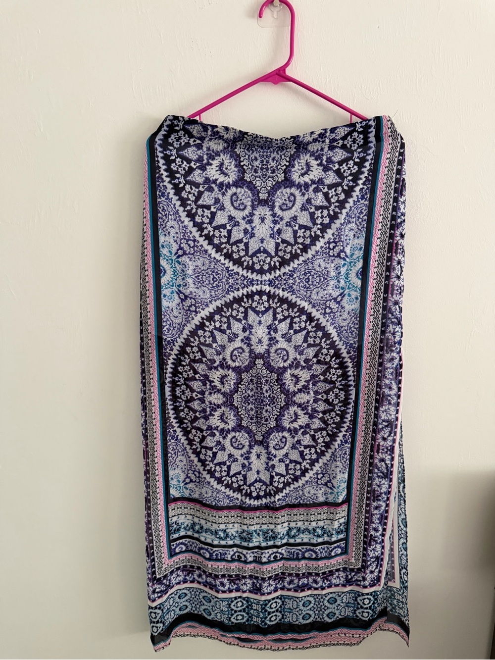 Express Purple & Blue Patterned Maxi Skirt